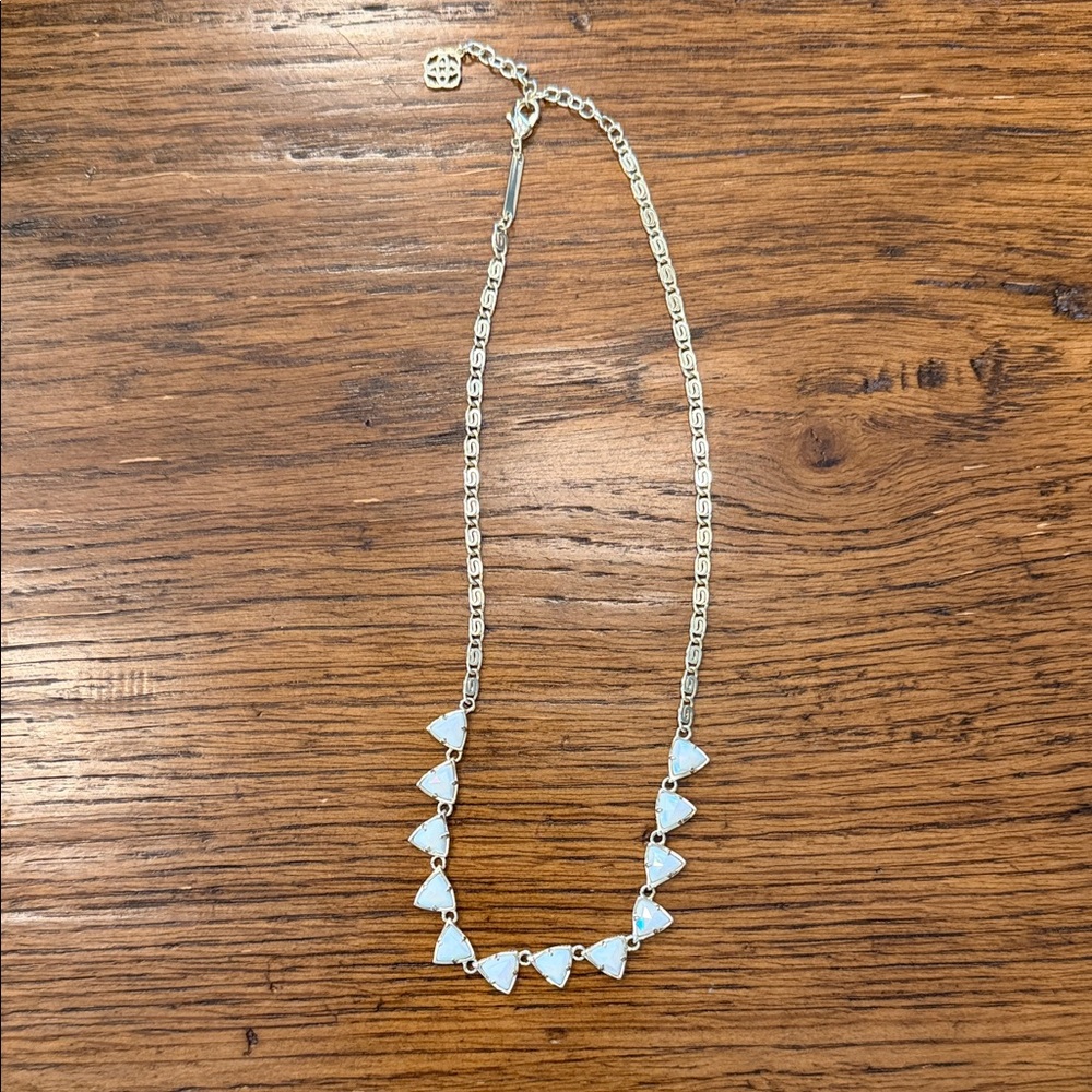 Kendra Scott Gold Necklace with White Triangle Stones - Women's Jewelry